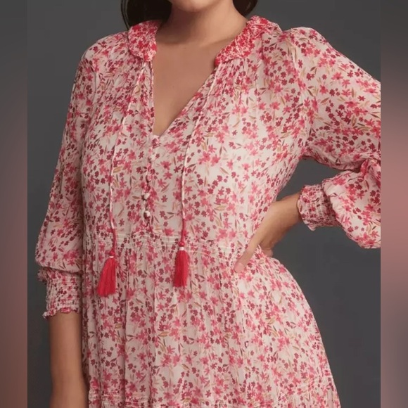 Anthropologie The Marais Printed Chiffon Maxi Dress in Red - Picture 7 of 9